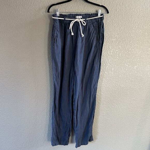 C&C California Pants - C&C Pants Womens Medium Blue Linen Drawstring Beach Coastal Lagenlook Pull On